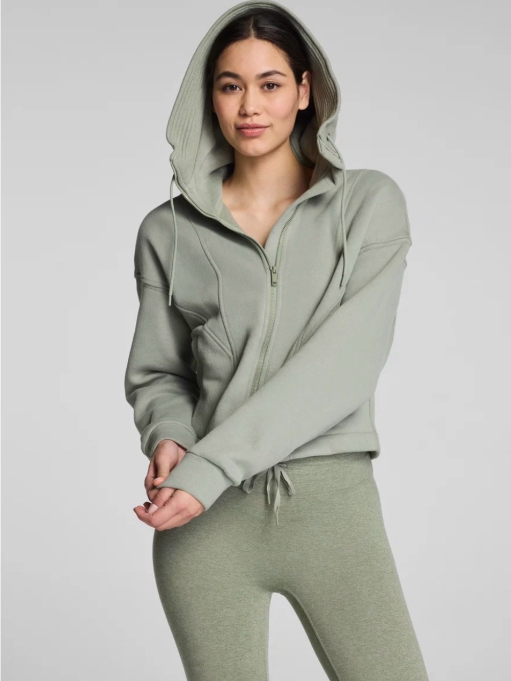 SPANX Light Sage Zip Hoodie